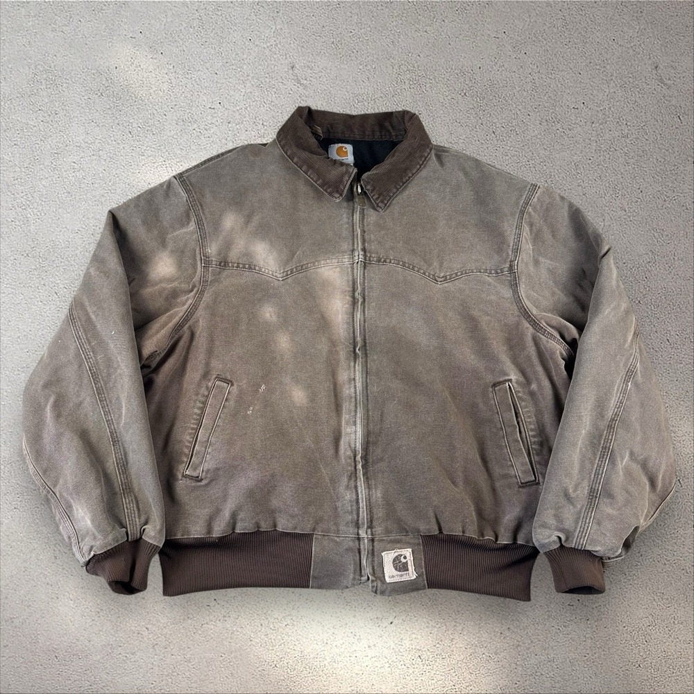 Vtg Carhartt‎ Quilted Santa Fe Jacket "Chestnut" J14 CHT 2XL Distressed Faded